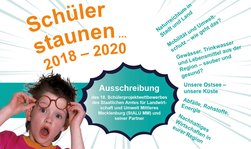 Preisträger im 18. Schülerlandeswettbewerb „Schüler staunen …“ 2018-2020 des Staatlichen Amts für Landwirtschaft und Umwelt Mittleres Mecklenburg, StALU MM